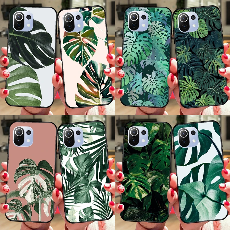 Foglie Monstera Green Funda Per Poco F5 X3 X4 X5 Pro F4 Gt C40 F3 Custodia Per Xiaomi 11T 12T Pro 12X13 Lite Cover