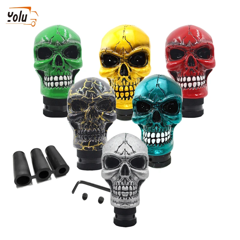 

YOLU Universal Manual Car Gear Shift Knob Green Skull Car Shift Lever Knobs Auto Interior Decoration for Mazda Renault Opel