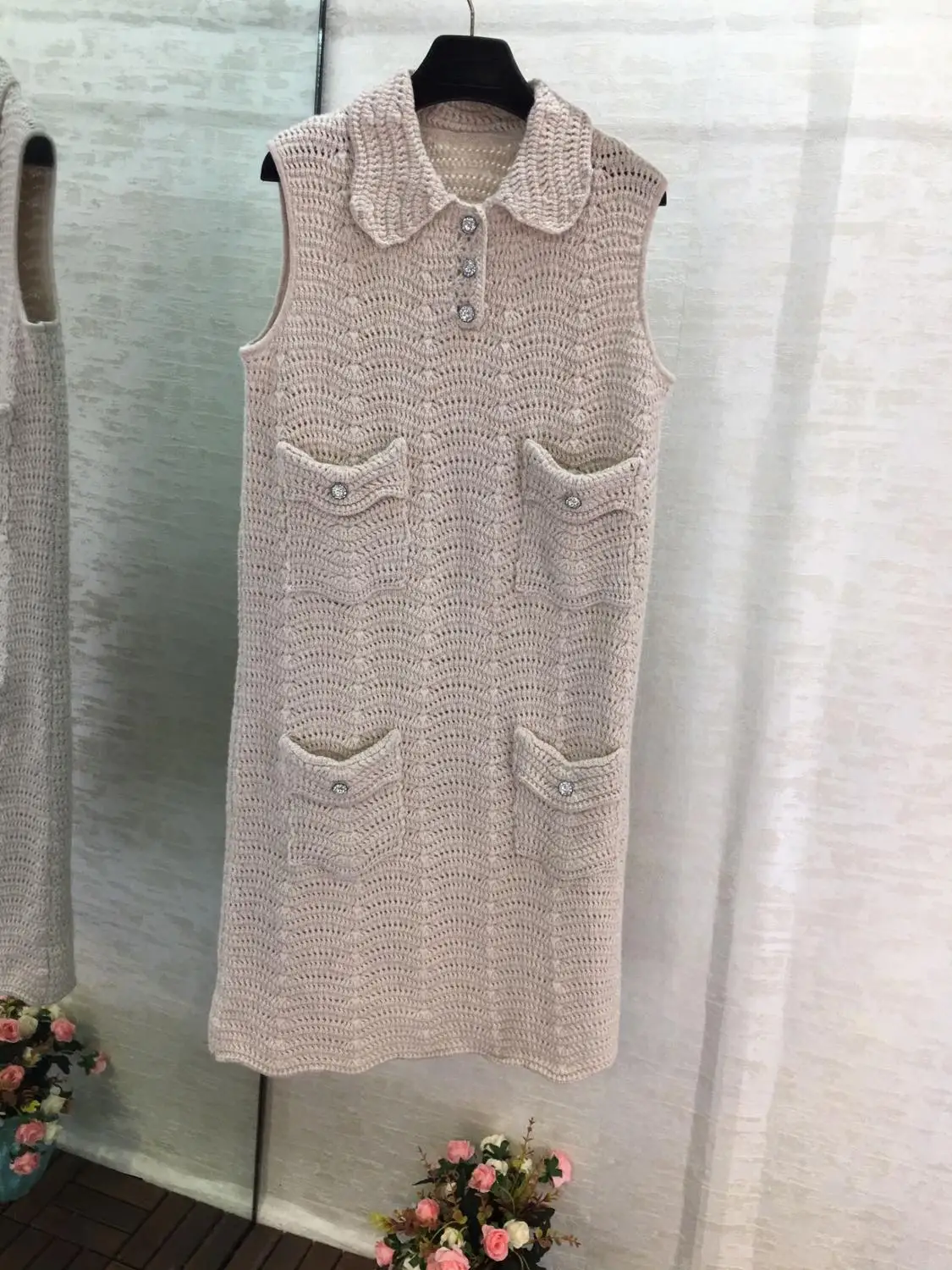 Just Dress 11,23 осень-зима Новая мода темперамент свободные полые Длинные рукава трикотажные пальто кардиган+ платье без рукавов - Цвет: Just Dress