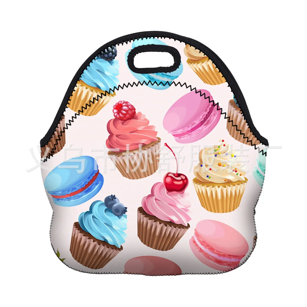 Крест-граница алиэкспресс Лидер продаж неопреновый мешок для завтрака высокой четкости Печатный торт шаблон Ланч-бокс сумка Bento box сумка