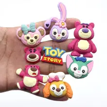 Breloques de chaussures en forme d'ourson rose, 1 pièce, adorables sabots en forme de croco pour femmes, décorations à boucle, cadeau de noël pour enfants, jibz 