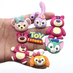 Breloques de chaussures en forme d'ourson rose, 1 pièce, adorables sabots en forme de croco pour femmes, décorations à boucle, cadeau de noël pour enfants, jibz 