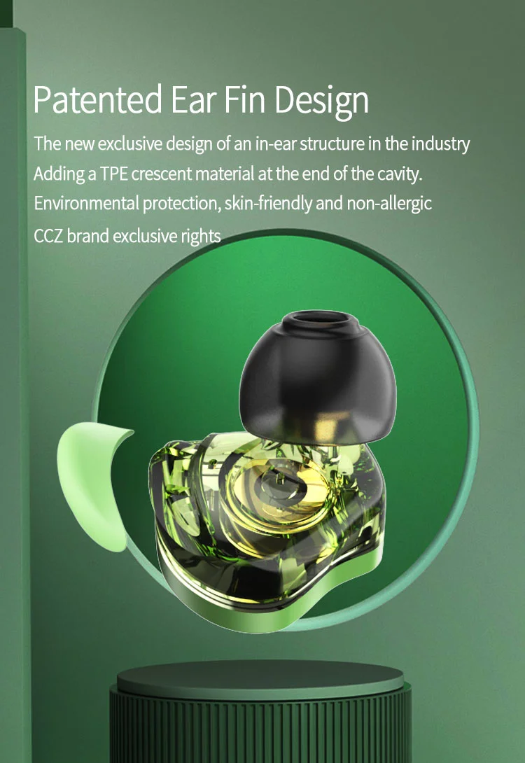 Gadgetoo Ccz Emerald Hifi Earphones 10Mm 1 Dd Unit+Ccz Customized Ba Wired Headphones In Ear Monitors Headset Earbud Hifi Bass Sport