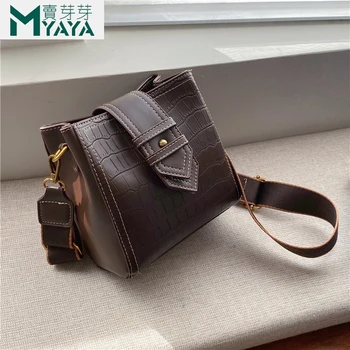 

MAIYAYA Small Bucket Shouder Bag For Woman 2019 Retro Messenger Hand Bags Ladies Simple Crossbody Bag Casual Tote Bolsa Feminina