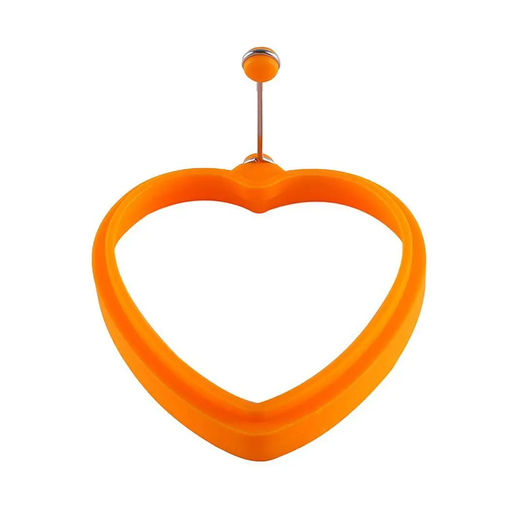 orange heart shape Силиконовая форма для яичницы для жареных яиц, вы можете использовать яичное кольцо для приготовления блинов. Кухня Пособия по кулинарии инструмент - Цвет: orange heart shape