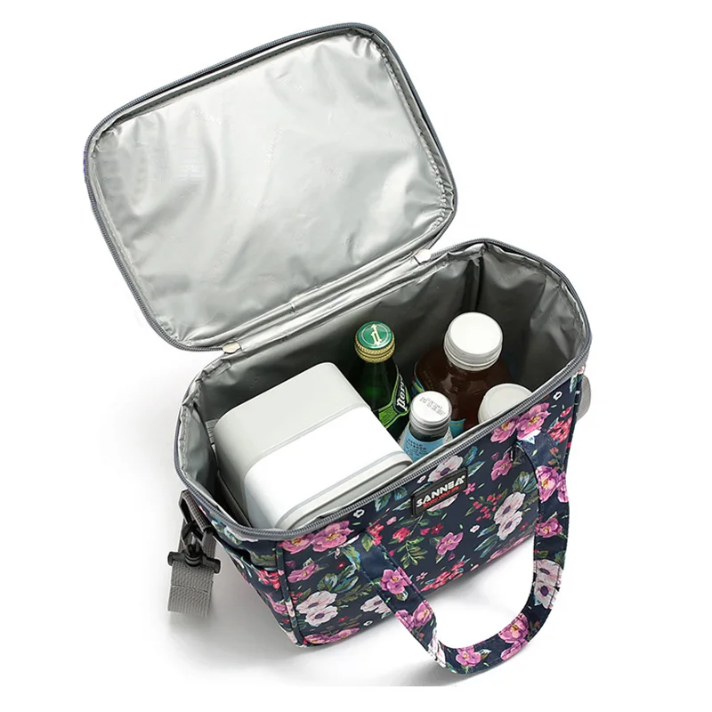 Women Insulated Lunch Box For Shoulder Kids Thermal Food Fresh Breakfast Bag Storage Grils Cooler Tote Picnic Bags Large 7L Case