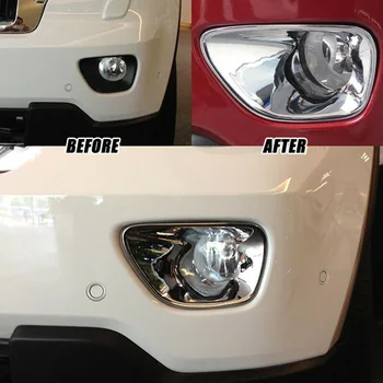 

1Pair Chrome Gloss Fog Light Lamp Chrome Trim Cover For Jeep Grand Cherokee 2011 - 2013 Never Fade Never Rust