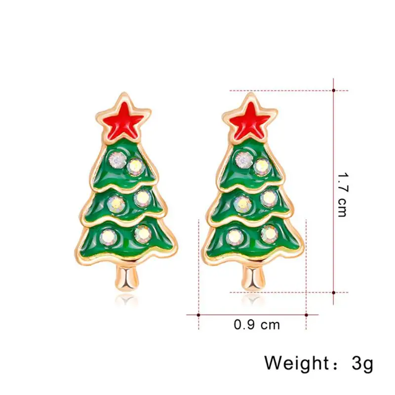 Рождественские серьги-гвоздики со стразами в форме звезды и дерева, серьги-гвоздики, аксессуары для одежды, индивидуальный дизайн