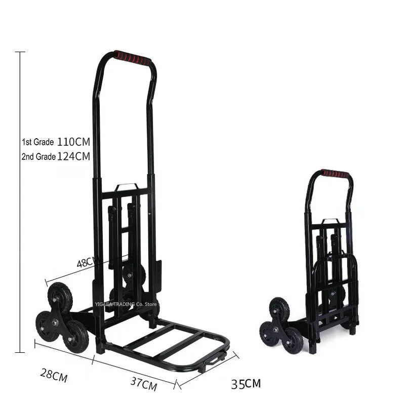 Heavy Duty Hand Truck Large Capacity Stair Climbing Cart, Portable Trolley with Three-Wheel Chassis, Folding Luggage Wagon