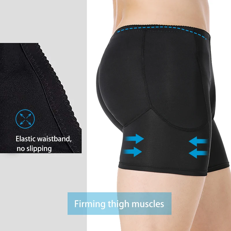 Mens Butt and Hip Enhancer Booty Padded Underwear Panties Body Shaper Seamless Butt Lifter Panty Boyshorts Shapewear Boxers