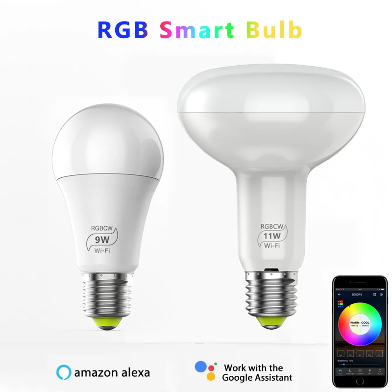 

Magic 11W E27 RGB WIFI Led Smart Bulb Light Wireless Smart Home Automation Lamp 85-265V bulb Work with Alexa Amazon Google Home