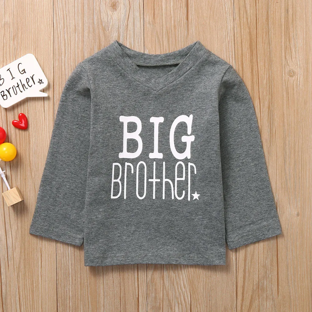 Летняя футболка с надписью Big Little Brother для маленьких мальчиков топы футболки