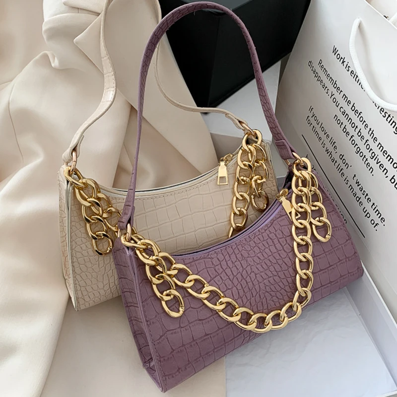 Fashion All-match Women's Bag New Crocodile Pattern PU Leather Tote Shoulder Bags for Women 2021 Trendy Texture Zipper Handbags | Багаж и