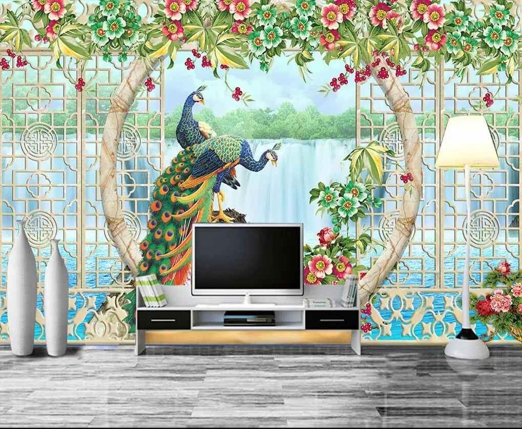 Custom Modern Embossed Peacock 3D Photo Wallpaper Living Room TV Background  Wall Mural Home Decor Self Adhesive Wallpapers | Lazada Singapore