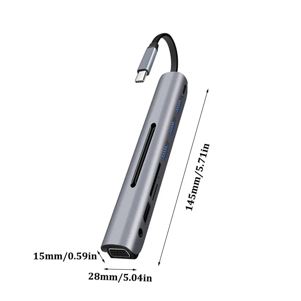 9 в 1 3 док-станция USB C концентратор тип-c к HDMI+ VGA с аудио HD конвертер адаптер для Macbook для samsung адаптер