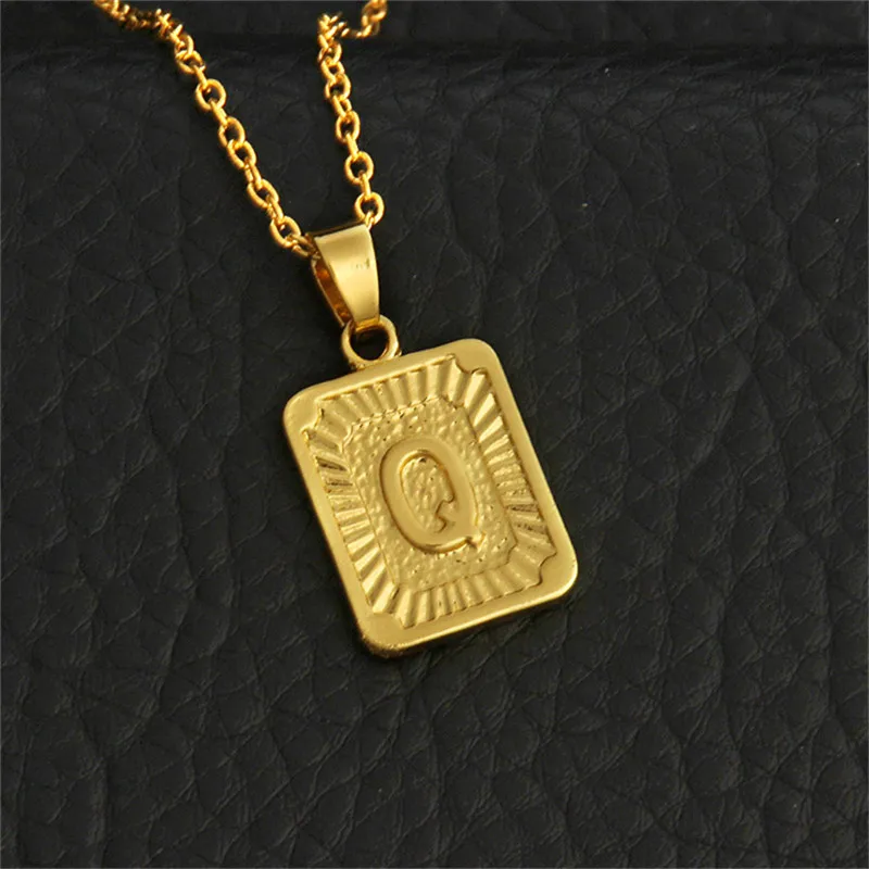 A B C D E F G H I J K L M N O P Q R S T U V W X Y Z ожерелье с подвеской в виде букв Алфавит ювелирные изделия золото начальный камень лучший друг подарок