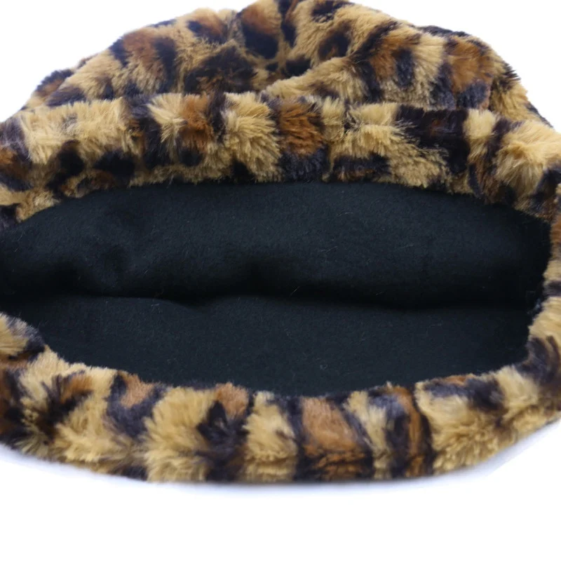 WZCX леопардовая расцветка Корейская версия Skullies Beanies сохраняет тепло хип хоп утолщенная эластичная женская шапка зимняя шапка