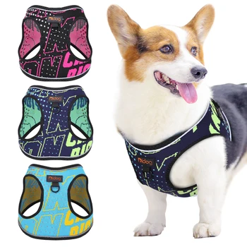 

Mesh Nylon Dog Harness Reflective Dogs Cat Vest Harnesses Small Medium Dogs Cats Printed Vests Pitbull Chihuahua Yorkshire