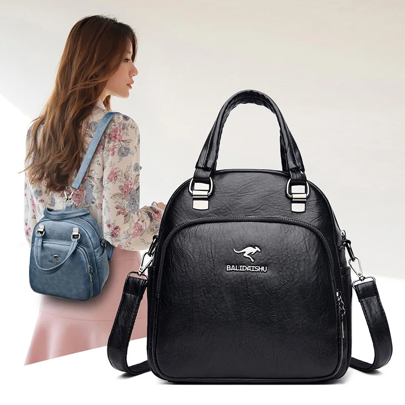 

Classic Black PU Leather Mini Backpack Women Solid Color Retro Single Shoulder Crossbody Bag Female Simple Designer Handbags