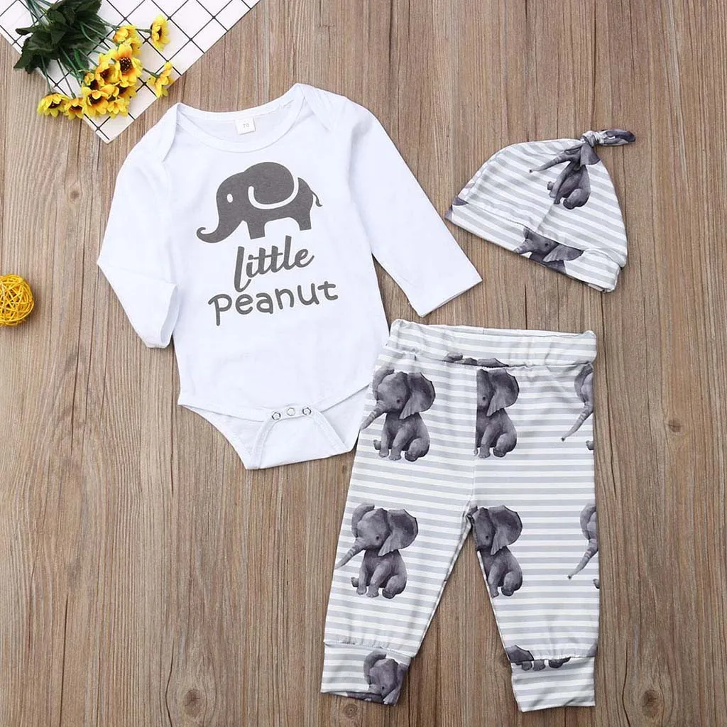 

Kids Clothes Set 3PCS Girls Boys Elephant Cartoon Animal Romper Long Sleeve Outfit Pants Toddler Winter Newborn Baby Korean 19Jl