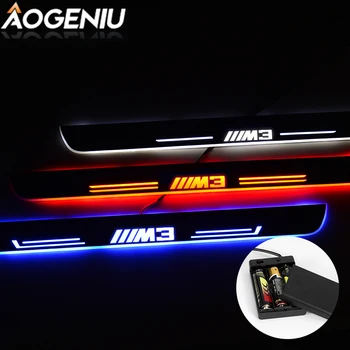 

LED Door Sill Scuff Plate Compatible For Bmw M3 E46 E92 2001-2013 Battery Moving Light Customize Pedal Exterior Car Accessories