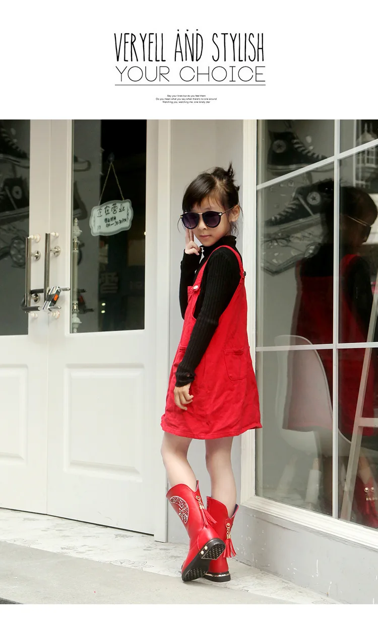 Girls Boots Winter New Children Leather Boots Fashion Sequin Tassel Girls Princess Boots Plus Velvet Warm Kids Shoes 27-37