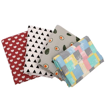 

Grid Heart Printed Fabric 50cmx140cm Cotton Linen DIY Sewing Fabric DIY Handmade Patchwork Material