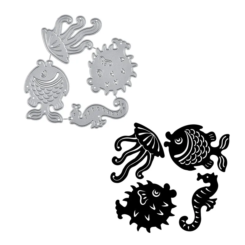 

DiyArts Fish Dies Sea Animals Metal Cutting Dies New 2019 for Card Making Scrapbooking Dies Embossing Stencil