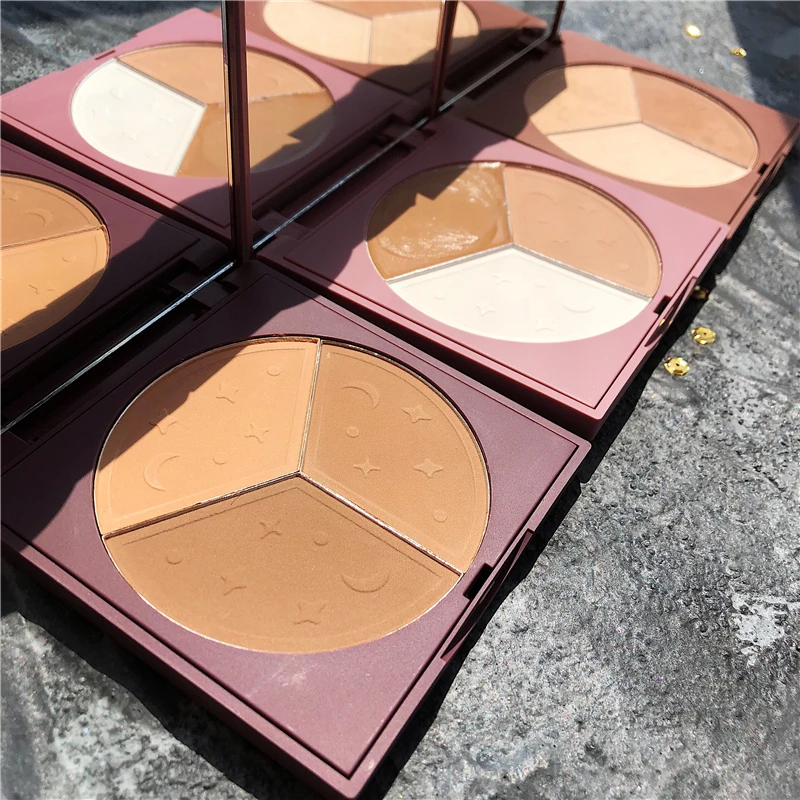 

Illuminator Highlighter Bronzer Palette 3 Color Face Blusher Contour Powder Palette Cheek Blusher Highlight Concealer Cosmetic