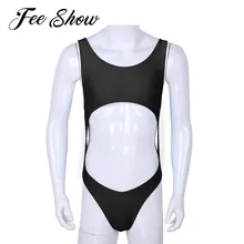 FEESHOW мужские трусы Корсет цельный эластичный с высоким вырезом стринги трико боди Мужское нижнее белье бикини мужской бодибилдинг Корректирующее белье