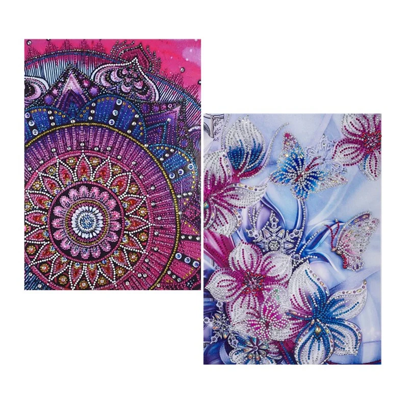 

2Pcs/Set Diamond Painting Diy Colors Persian Round Flower Pattern Simple 5D Drill Arts Craft Rhinestone Diamond Embroidery