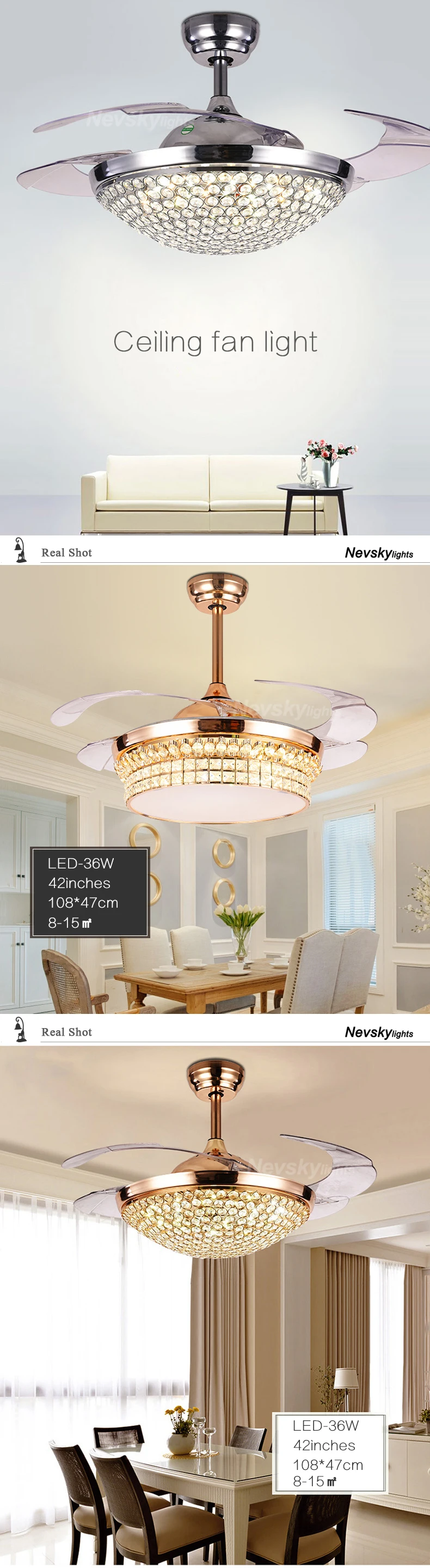 Потолочный вентилятор с пультом Люстра вентилятор с подсветкой Канальный вентилятор120мм Вытяжной вентилятор 220в Вентилятор охлаждения LED Светодиодная люстра вентилятор Хрустальный Веер Прозрачная лопасть 42 дюйма