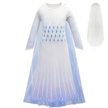 Эльза белое платье для девочки Снежная королева 2 концом платья Эльза Вдохновленный Косплэй костюм фильм для ролевых игр и Снежинка», костюмы с набивным рисунком