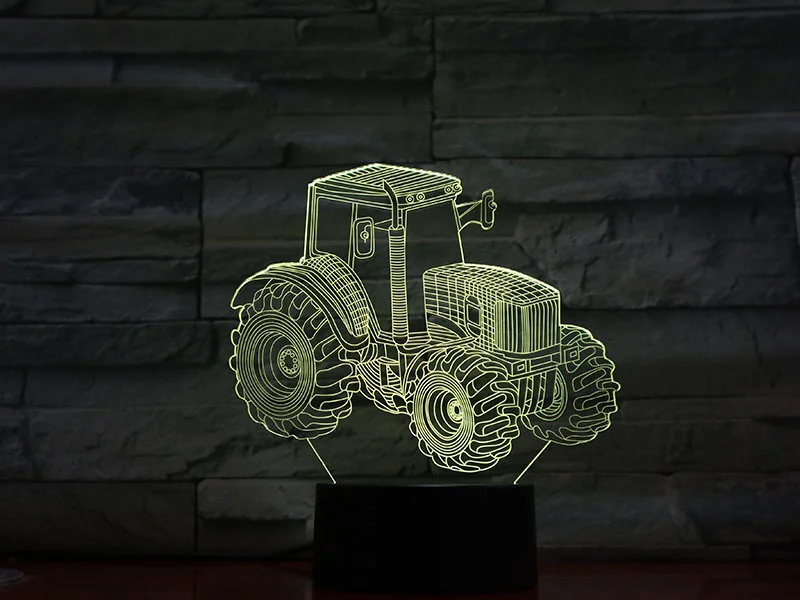 Nigndn 3D Lamp Kids Birthday Gift New Creative Tractor Colorful 3d Night Light Touch Remote Control 16 Color Led Visual Light portable night light