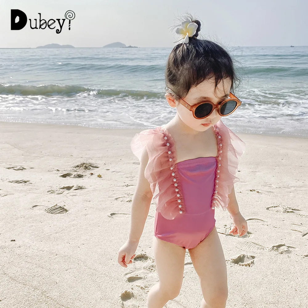 2pc Infant Kids Baby Girls Maillot de bain nœud bretelles One Piece maillot de bain Bikini Costume 