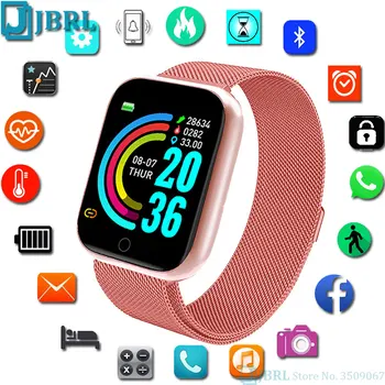 

JBRL Stainless Steel SmartWatch Women Men Electronics Wrist Watch For Android IOS Blood Pressure Square Smart watch Clock Hours