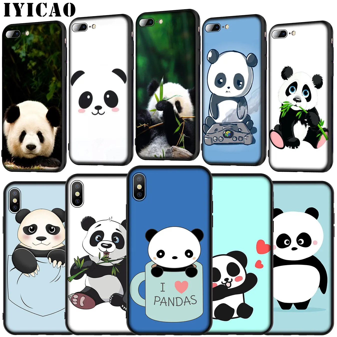 IYICAO Cute Panda Soft Silicone Cover Case for Huawei P30 P20 Pro P10 P9 Lite Mini 2017 2016 P Smart Z Plus 2019 |