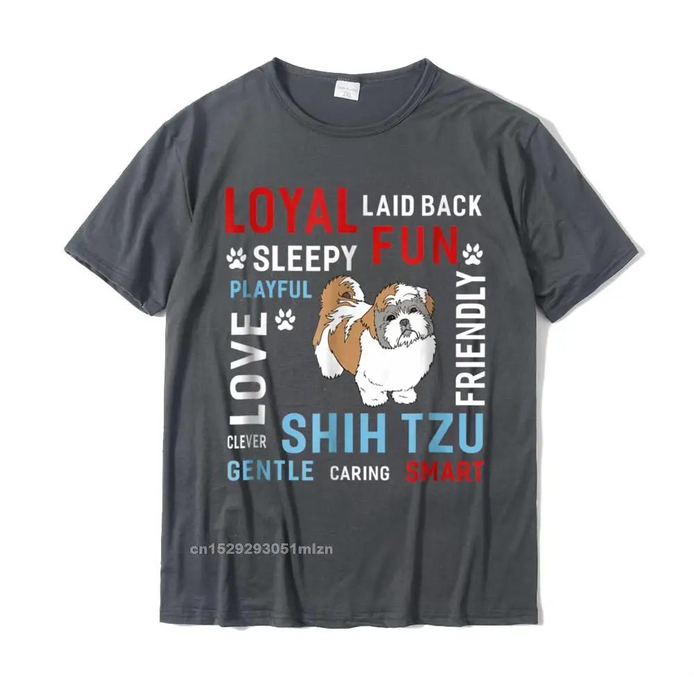 100% Cotton Mens Short Sleeve Printed Tshirts Design T Shirt Coupons Custom Round Neck T-shirts Top Quality Love Gentle Smart Clever Shih Tzu Dog Women Men T-Shirt__5029 carbon