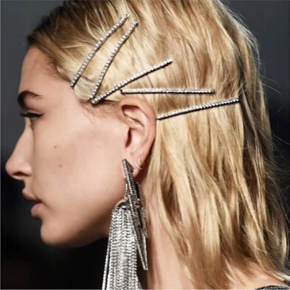 Hot Women Girls Rhinestone Snap Hair Clips Hairpins Shining Crystal Fashion Elegant Headwear Korean Style Adult Accessories |