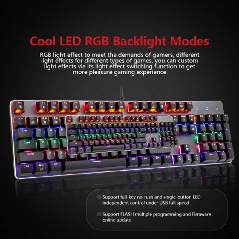MOTOSPEED K73 смешанные светильник механическая клавиатура с RGB пользовательские светильник эффект 104 клавиши игровая клавиатура на русском и английском языках клавиатура для ноутбука