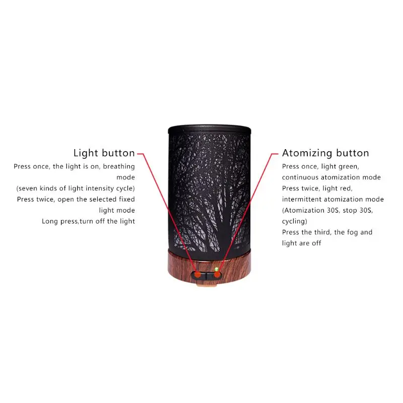 

7 LED Color Changing Light Electric Ultrasonic Aroma Humidifier Essential Oil Diffuser 100ml for Home Office Use