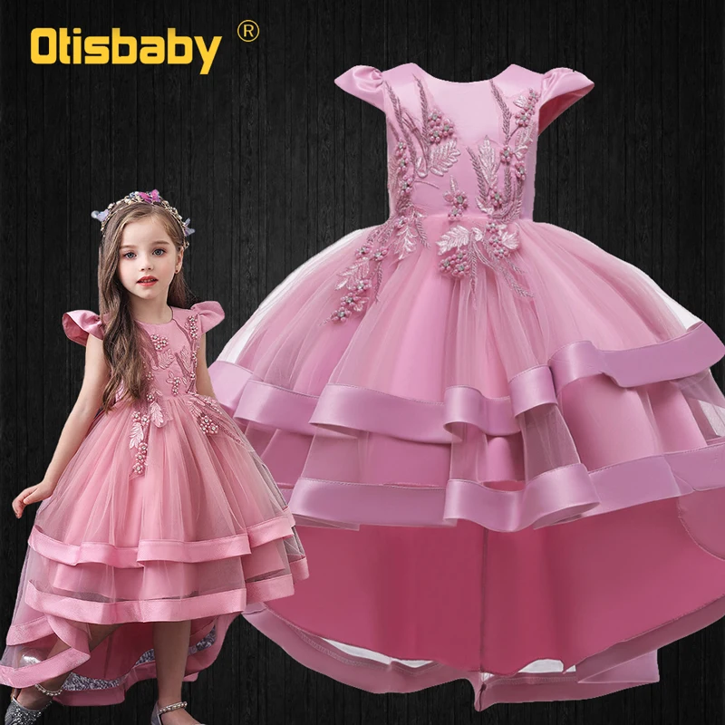 Новогодние Детские платья для девочек, платье для причастия, платье для выпускного вечера, детское элегантное платье с цветочным рисунком для свадебной церемонии, платья для муссонов