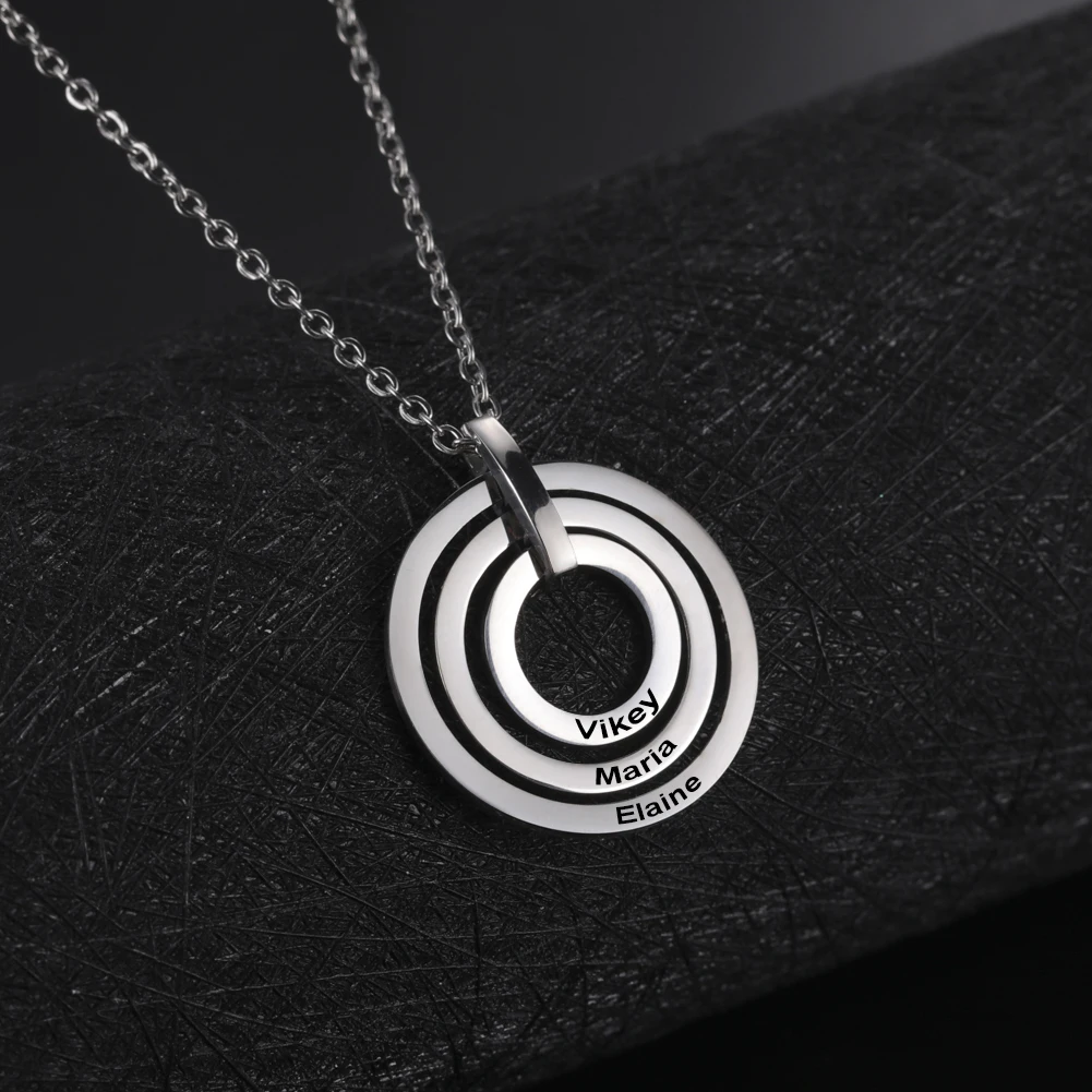 Lemegeton Circle Name Necklace Personalized Rings Engraved Family