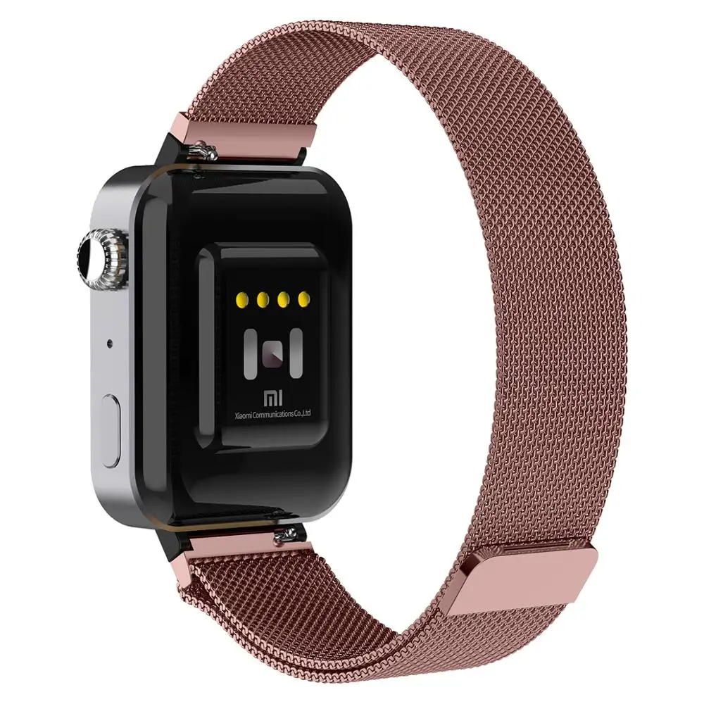 Магнитный ремешок из нержавеющей стали mi lanese с петлей для xiaomi mi Watch, умные часы, наручные Широкие ремешки для xiaomi mi watch mi ui
