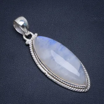 

Natural Rainbow Moonstone Handmade Unique 925 Sterling Silver Pendant 2" B3186