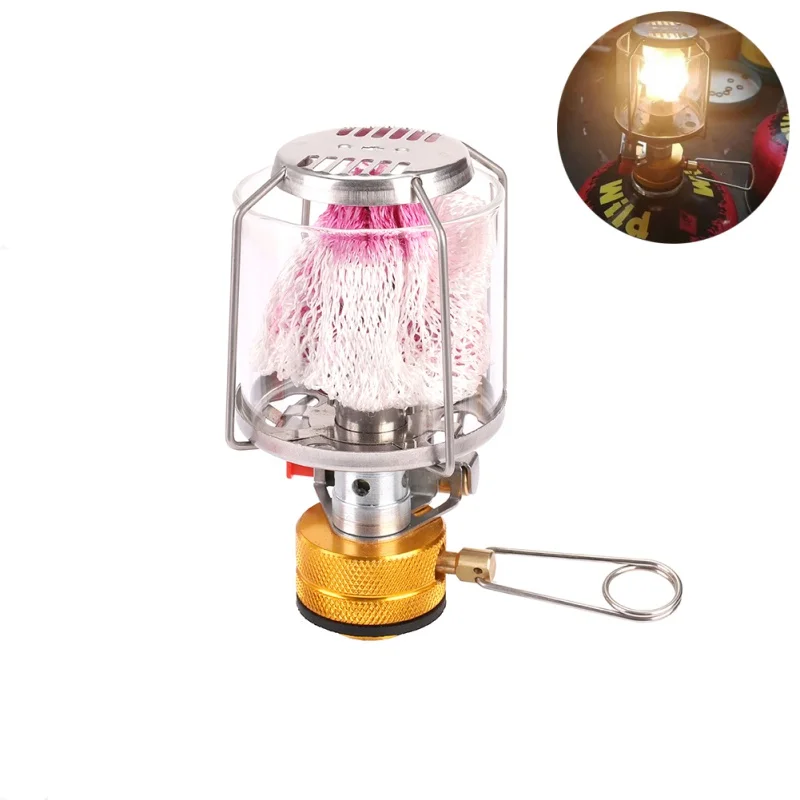 

Outdoor Camping Lantern Tent Lamp Torch Hanging Glass Lamp mini Camp Portable Gas Light camping equipment