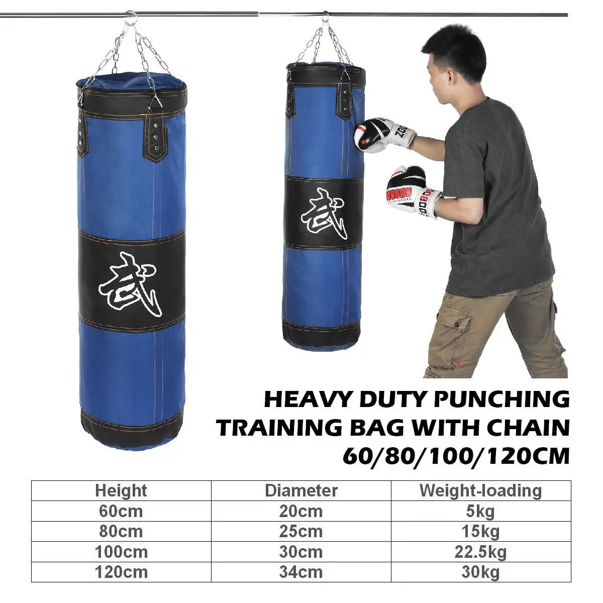 Heavy Boxing Punching Bag Training Kicking MMA Workout 60//80//100//120cm