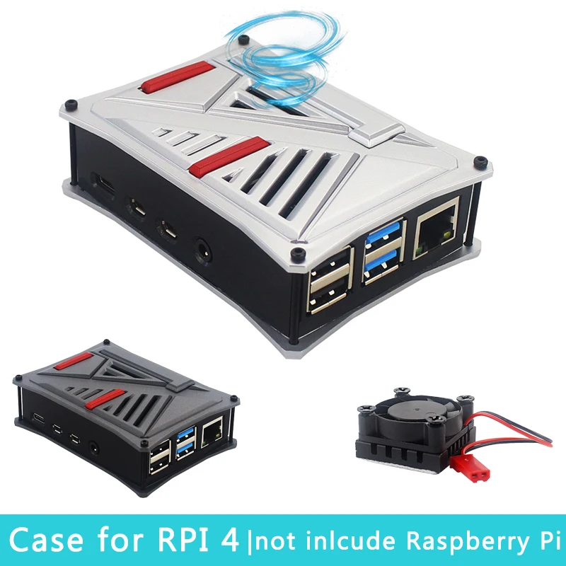 Новый чехол Raspberry Pi 4 ABS обновленный серый серебристый пластиковый корпус