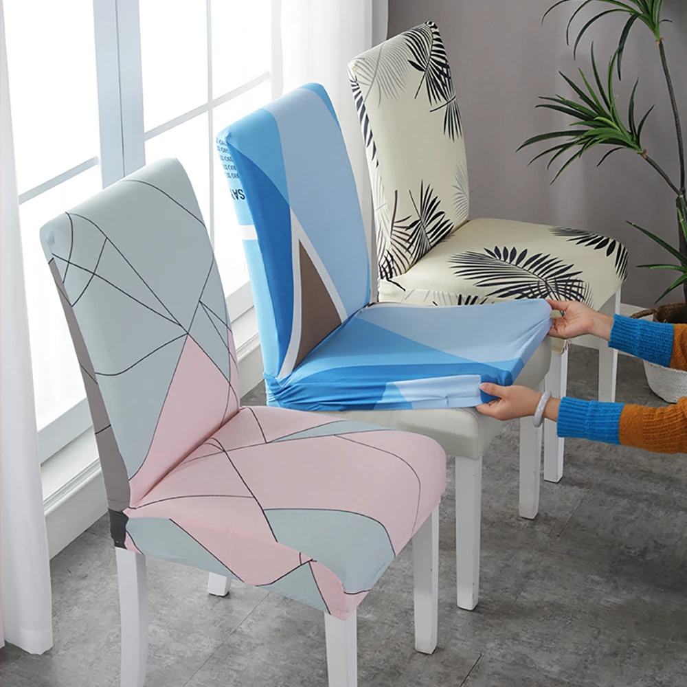 

4Pcs/Lot Hot Universal Elastic Chair Cover Stretch Chair Cover Seat Color Printed Slipcovers For Dining Room Hotel Banquet Home