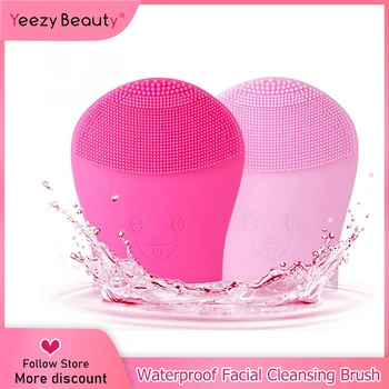 

Cute Cartoon Smile Mini 2 Electric Sonic Facial Cleansing Brush Candy Color Silicone Facial Cleaner Skin Rejuvenation USB Brush